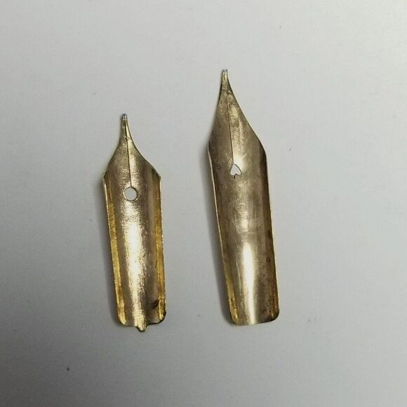 Vintage Lot of 2 14k Yellow Gold Fountain Pen Nibs, 0.6 Grams - AS IS - Picture 4 of 8